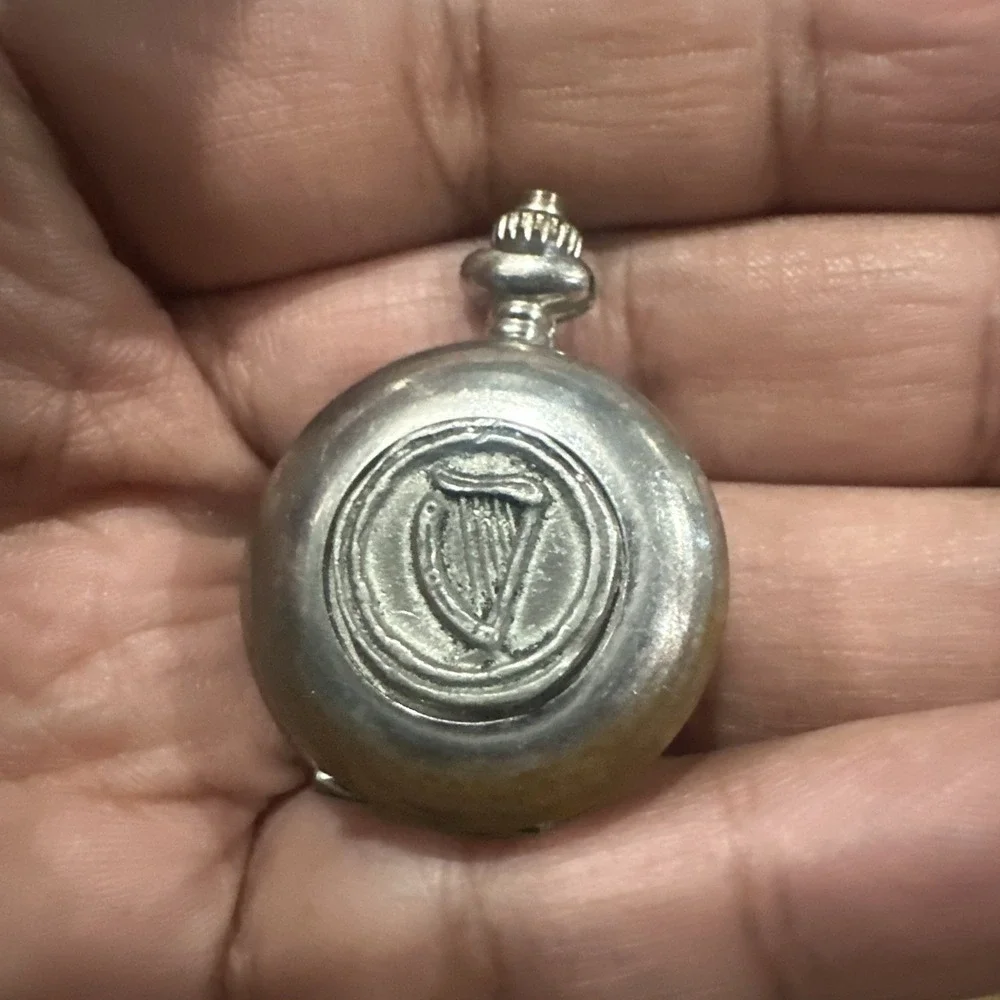 Works Vintage MULLINGAR PEWTER  Silver Tone Quartz Mini Pocket Watch 27mm Runs